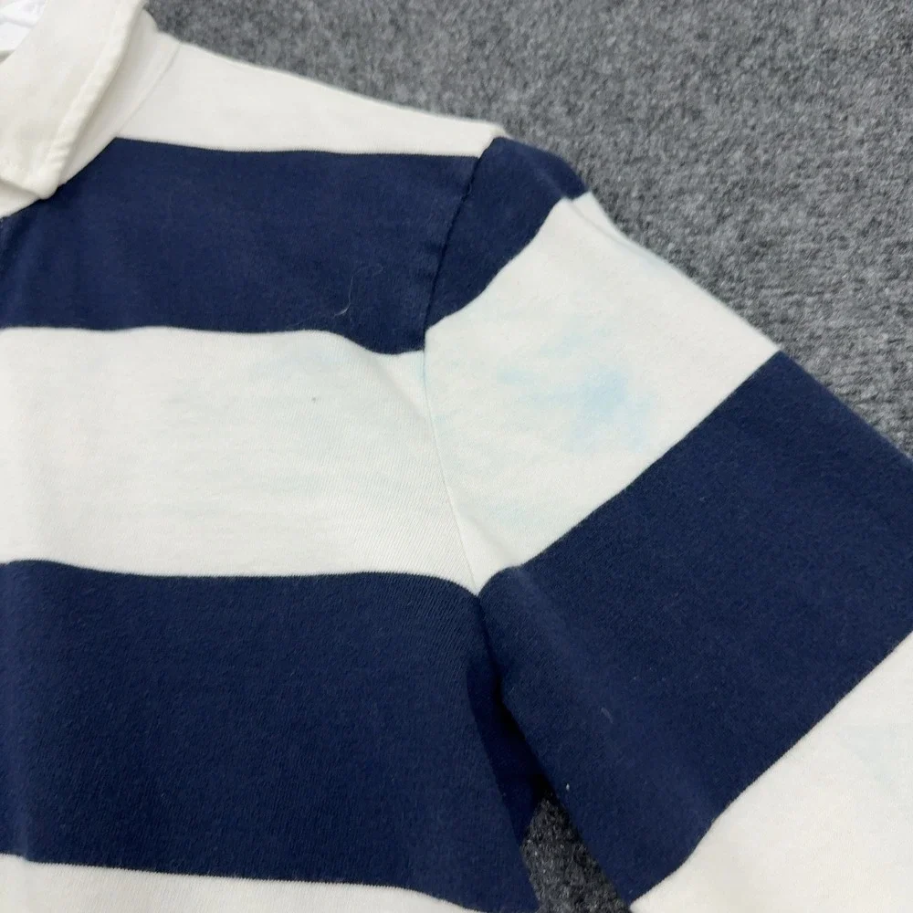 J Crew Rugby Shirt Mens S Navy Cotton Striped Long Sleeve Preppy Classic